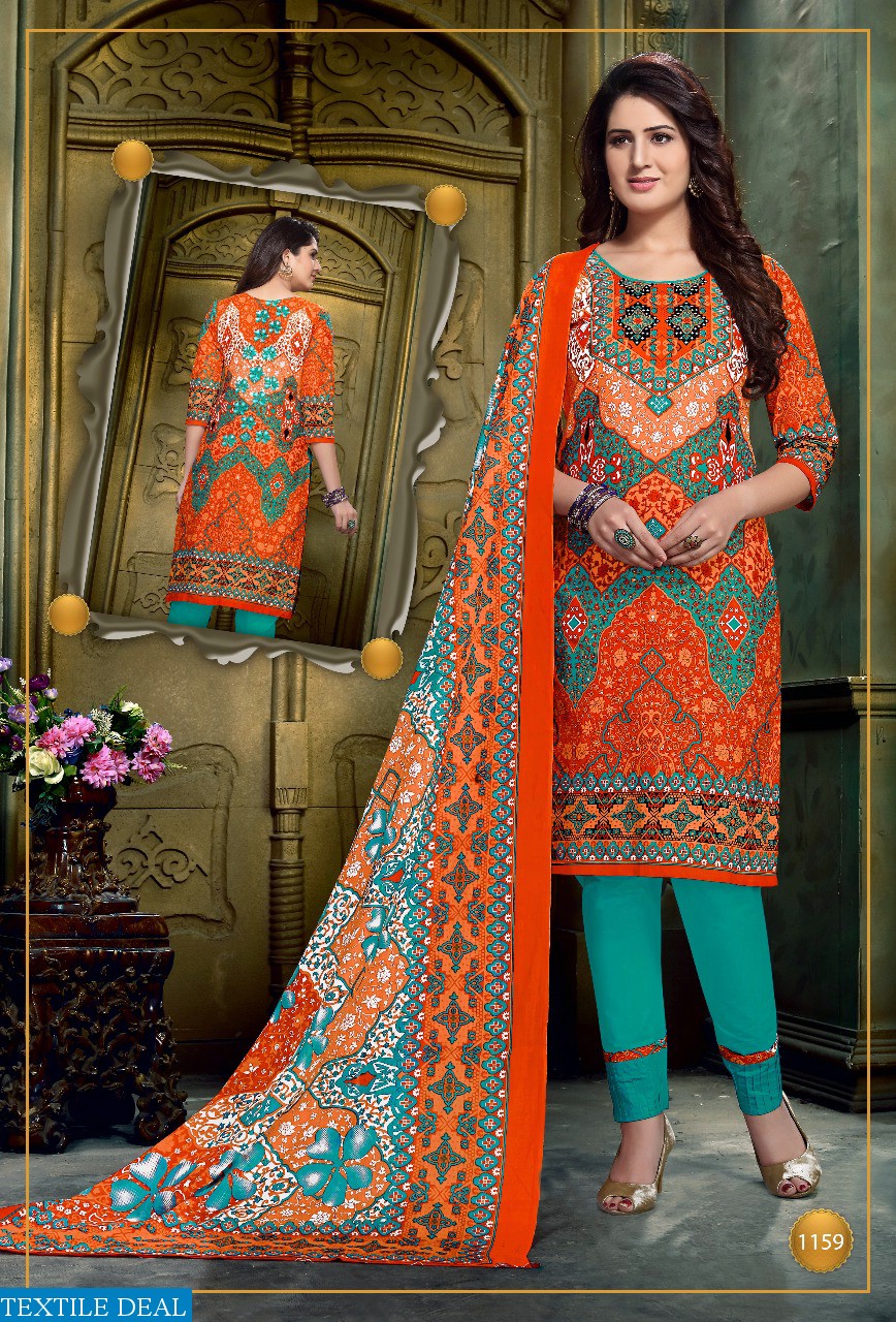 kundan karachi cotton printed dress material